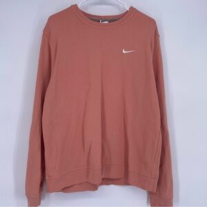 Nike Terracotta Pink Embroidered Swoosh Oversize Crewneck Sweatshirt XL